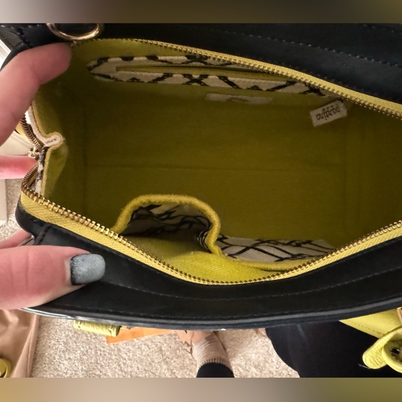 Spartina 449 Seven Oaks Alljoy Satchel. Black and green leather with linen sides - Picture 7 of 9